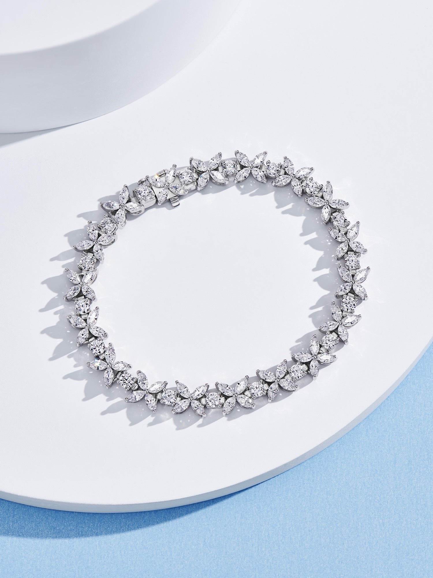 Radiant Garland: Natural Zircon Marquise-Cut Gold-Plated Silver Bracelet