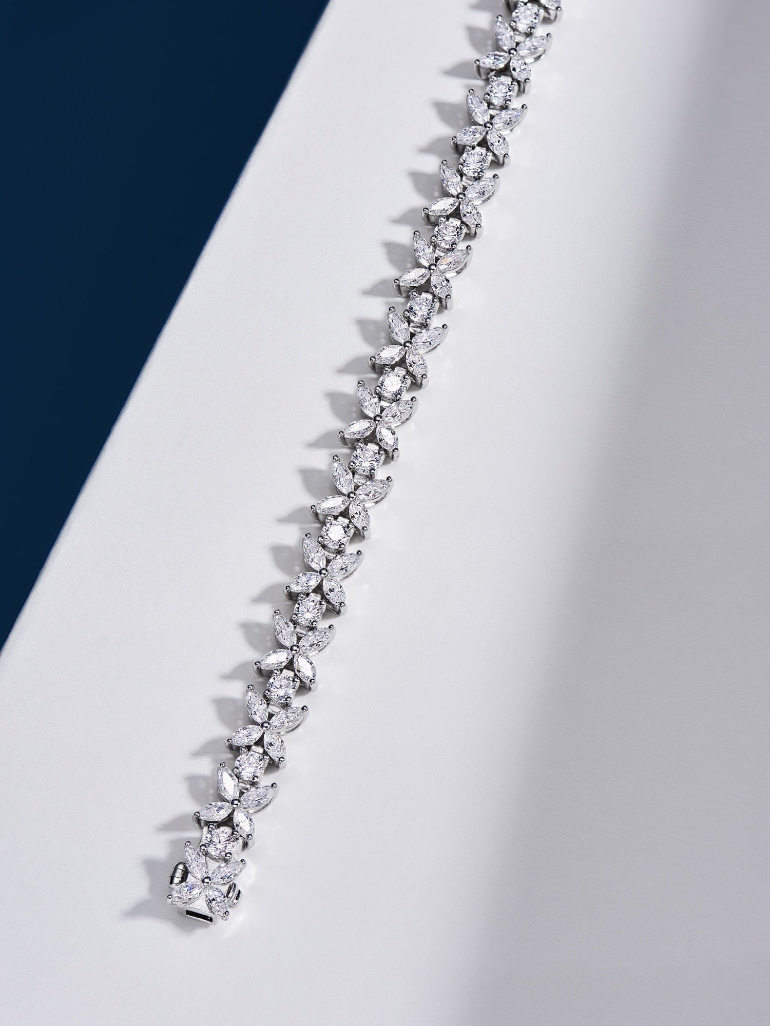Radiant Garland: Natural Zircon Marquise-Cut Gold-Plated Silver Bracelet