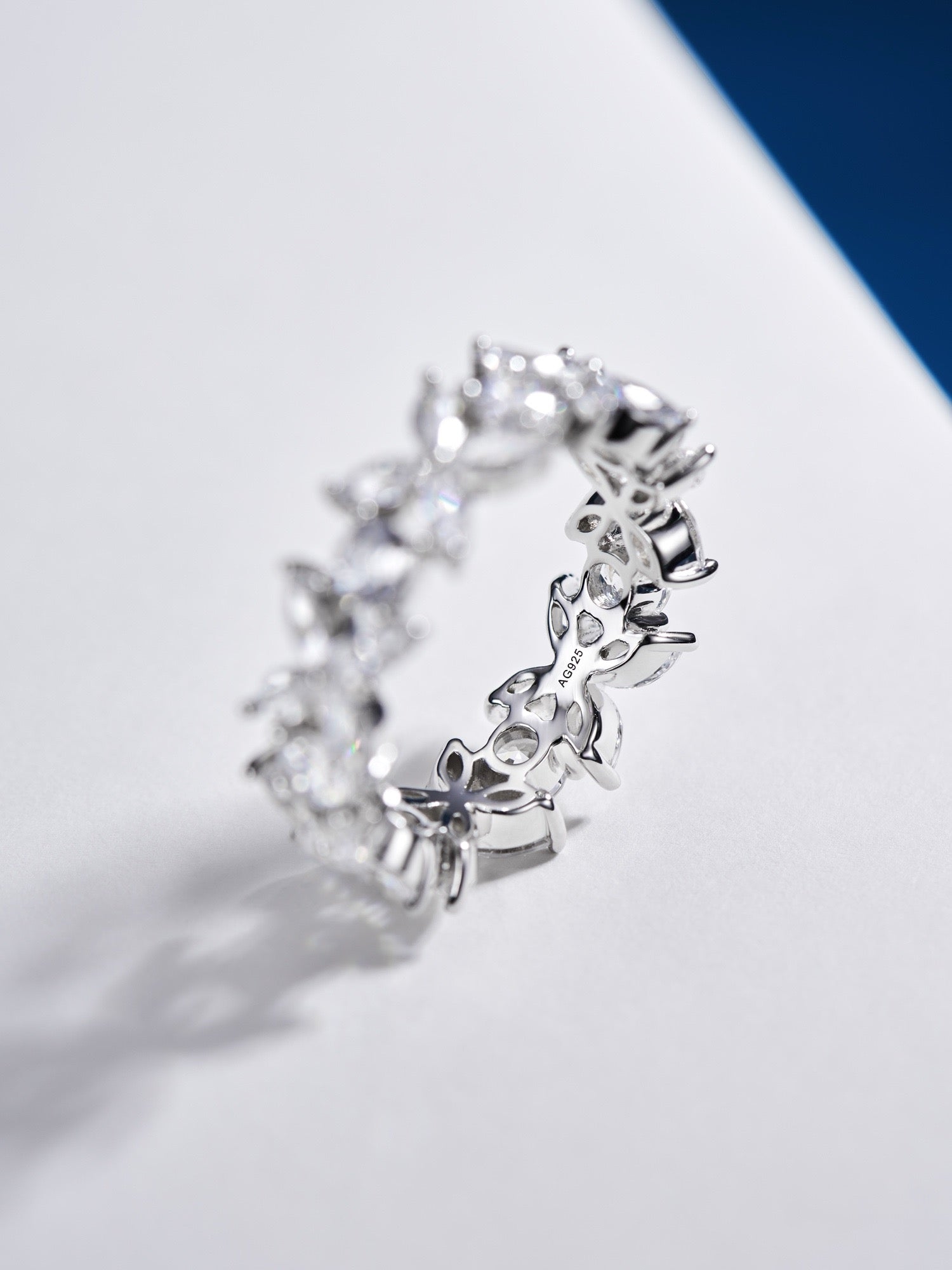 Spring Blossom Elegance: Marquise-Cut Zircon and Gold-Plated Silver Ring