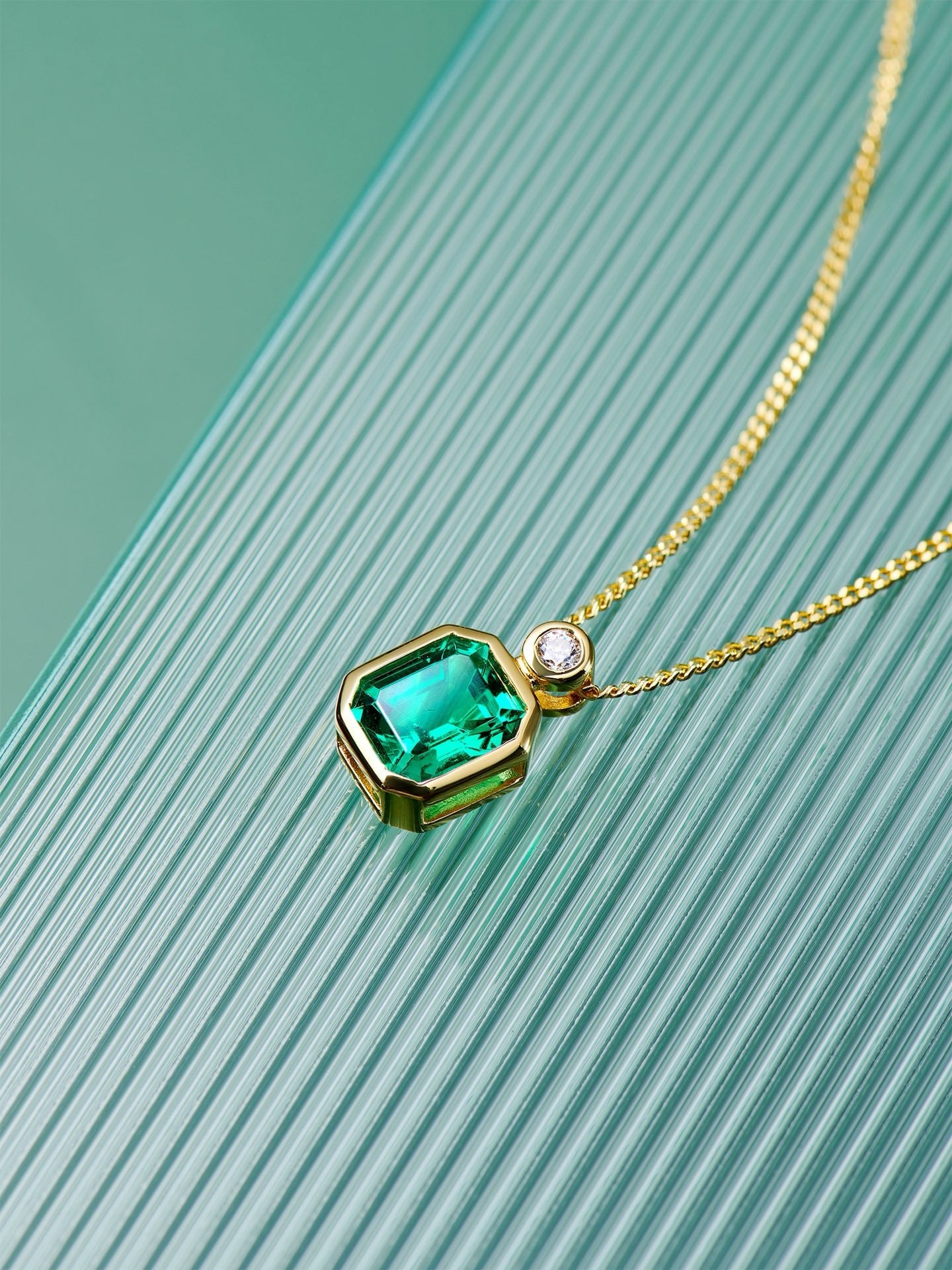 1.3CT Colombian Emerald Jewelry Set – 18K Gold Plated S925 Necklace & Earrings