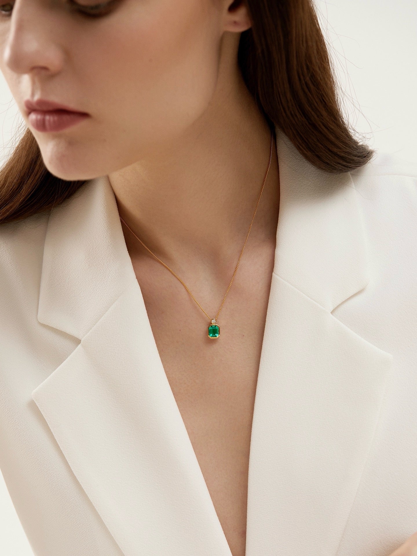 1.3CT Colombian Emerald Jewelry Set – 18K Gold Plated S925 Necklace & Earrings