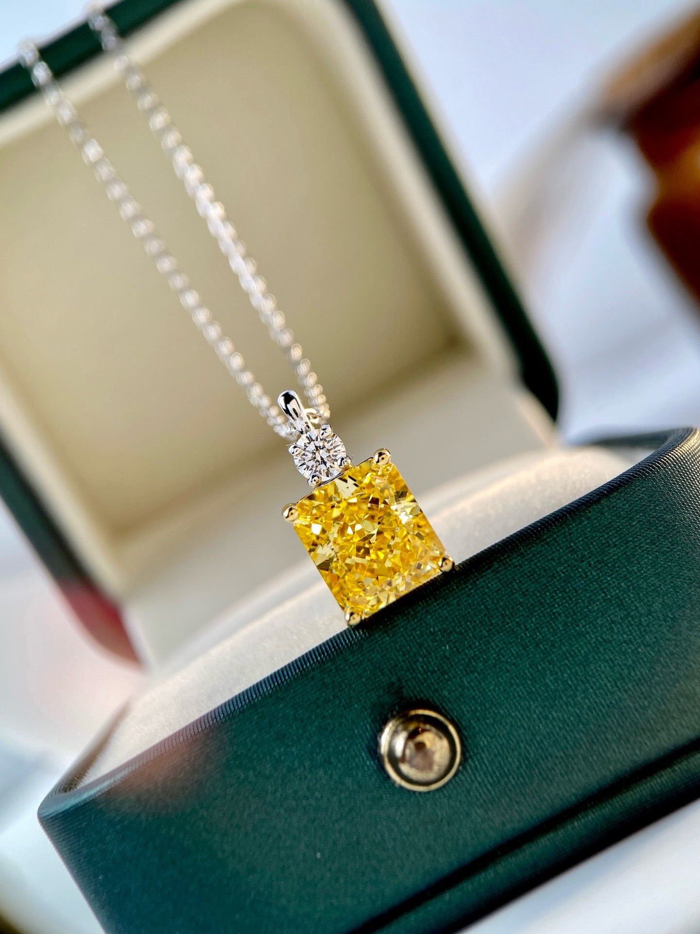 Dazzling Yellow Diamond Necklace and Earrings Set