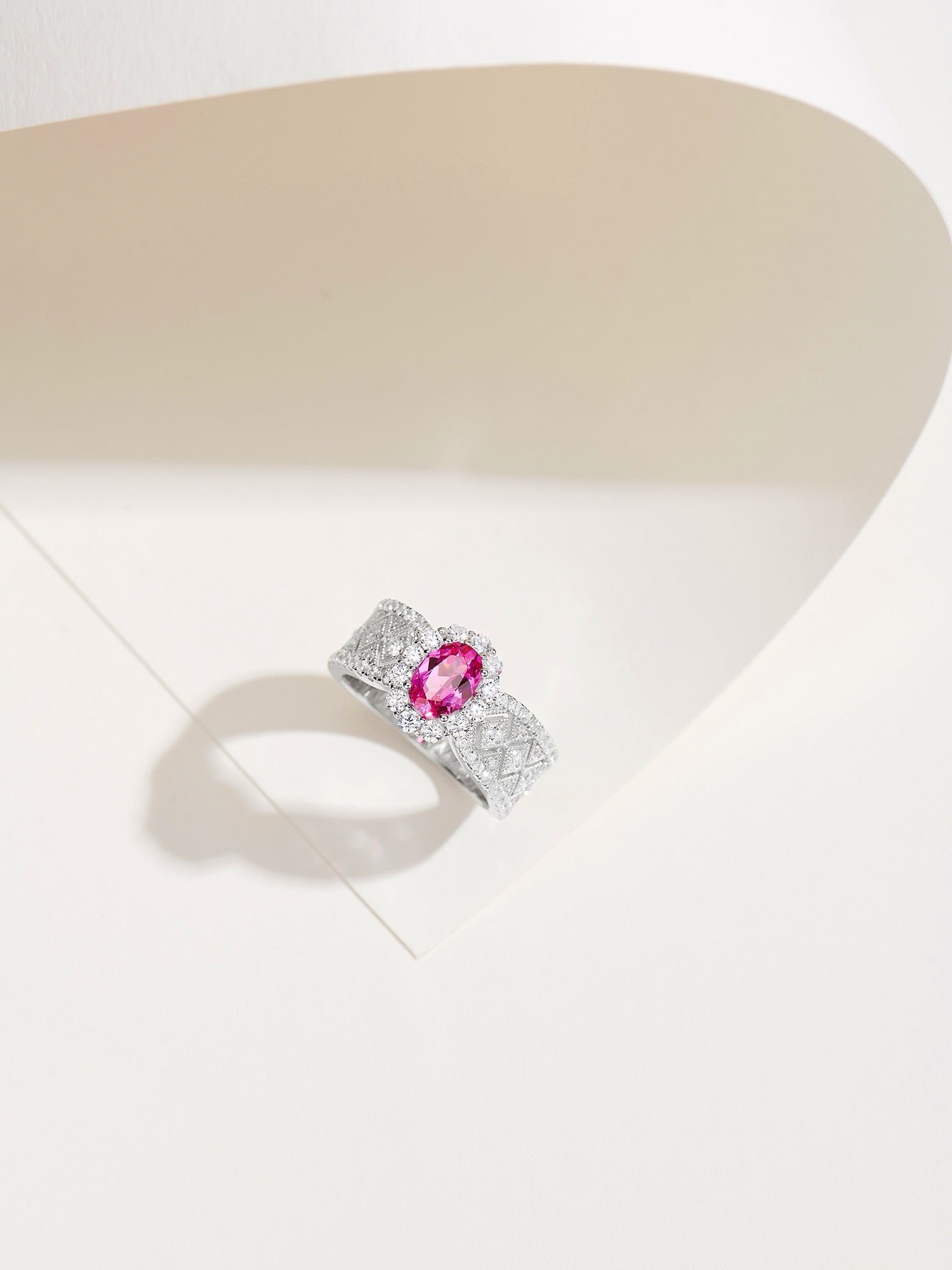 Elegant Silver White Gold Plated Lab-Created Ruby Ring with Natural Zirconia - Perfect for Engagement or Anniversary