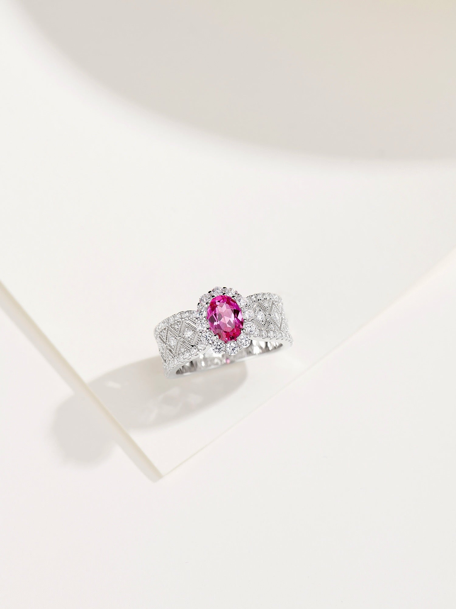Elegant Silver White Gold Plated Lab-Created Ruby Ring with Natural Zirconia - Perfect for Engagement or Anniversary