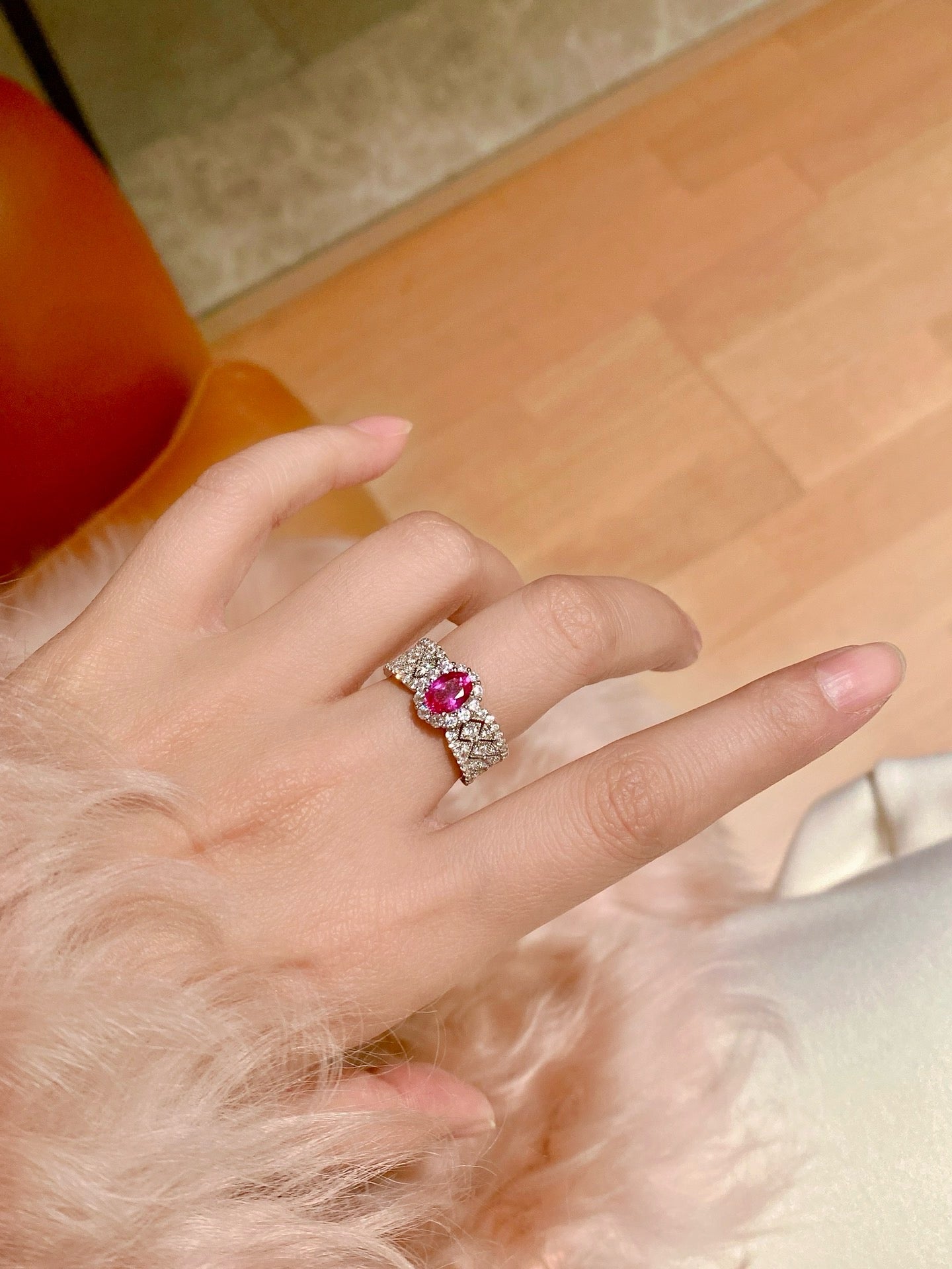Elegant Silver White Gold Plated Lab-Created Ruby Ring with Natural Zirconia - Perfect for Engagement or Anniversary