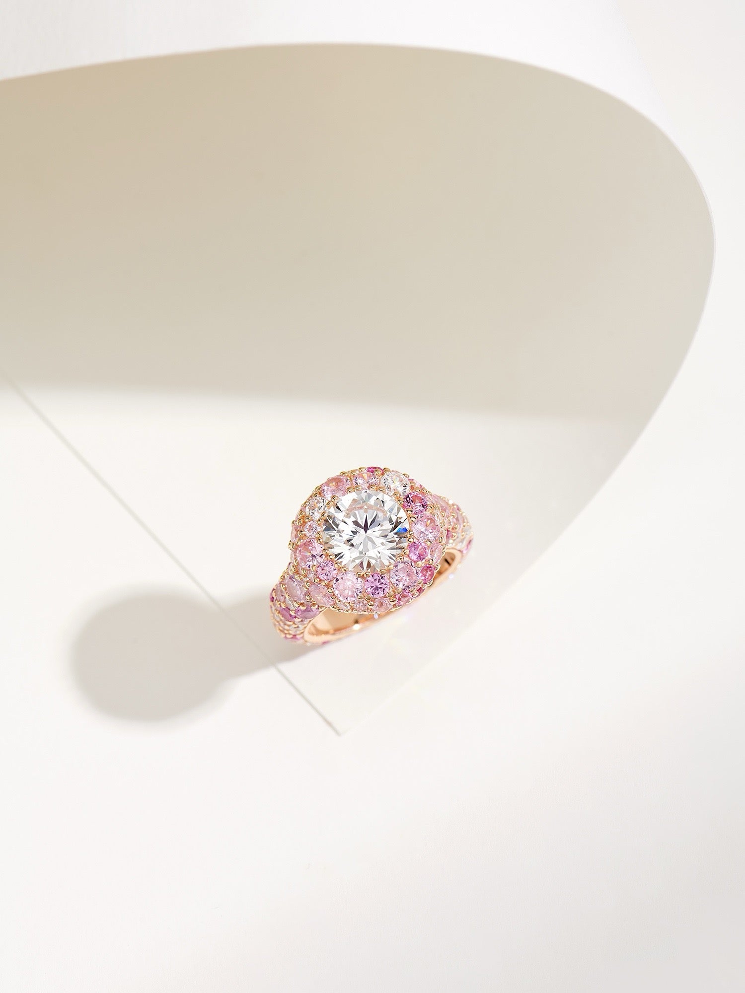 Rosy Rapture: Rose Gold-Plated Silver Ring with Pink Natural Zircon