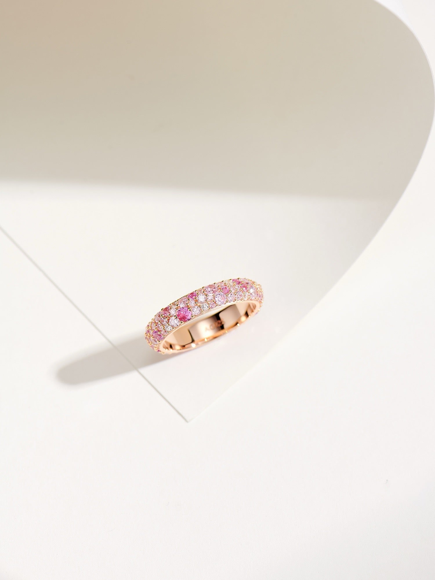 Blush Harmony: Natural Zircon Gemstone Encrusted Gold-Plated Silver Ring
