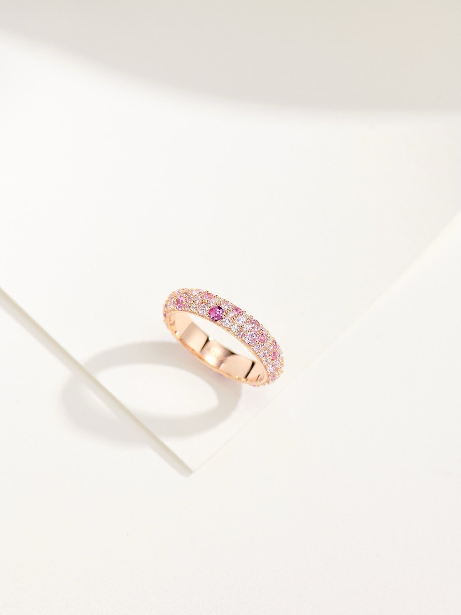Blush Harmony: Natural Zircon Gemstone Encrusted Gold-Plated Silver Ring
