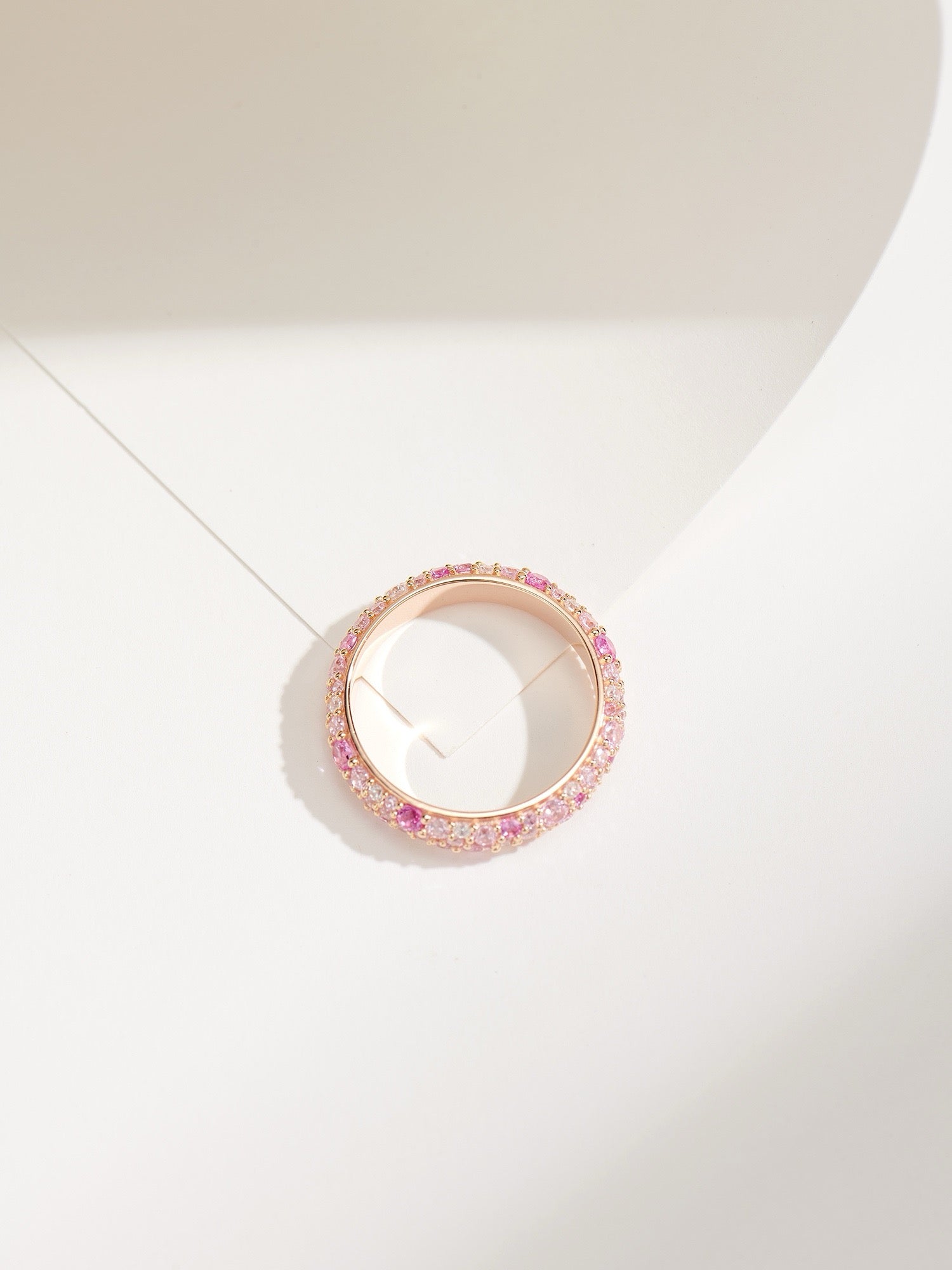 Blush Harmony: Natural Zircon Gemstone Encrusted Gold-Plated Silver Ring